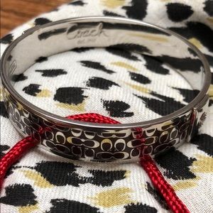 COACH Bangle Burgandy & Silver Tone Bracelet